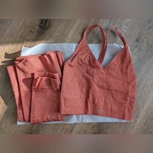 Rust Ribbed Sports Bra and Leggings Set